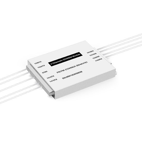 Passive CCWDM Single Fiber Wavelengths Mux Aluminum Box Module 4CH 8 Wavelengths (TX: 1470/1510/1550/1590nm RX: 1490/1530/1570/1610nm)