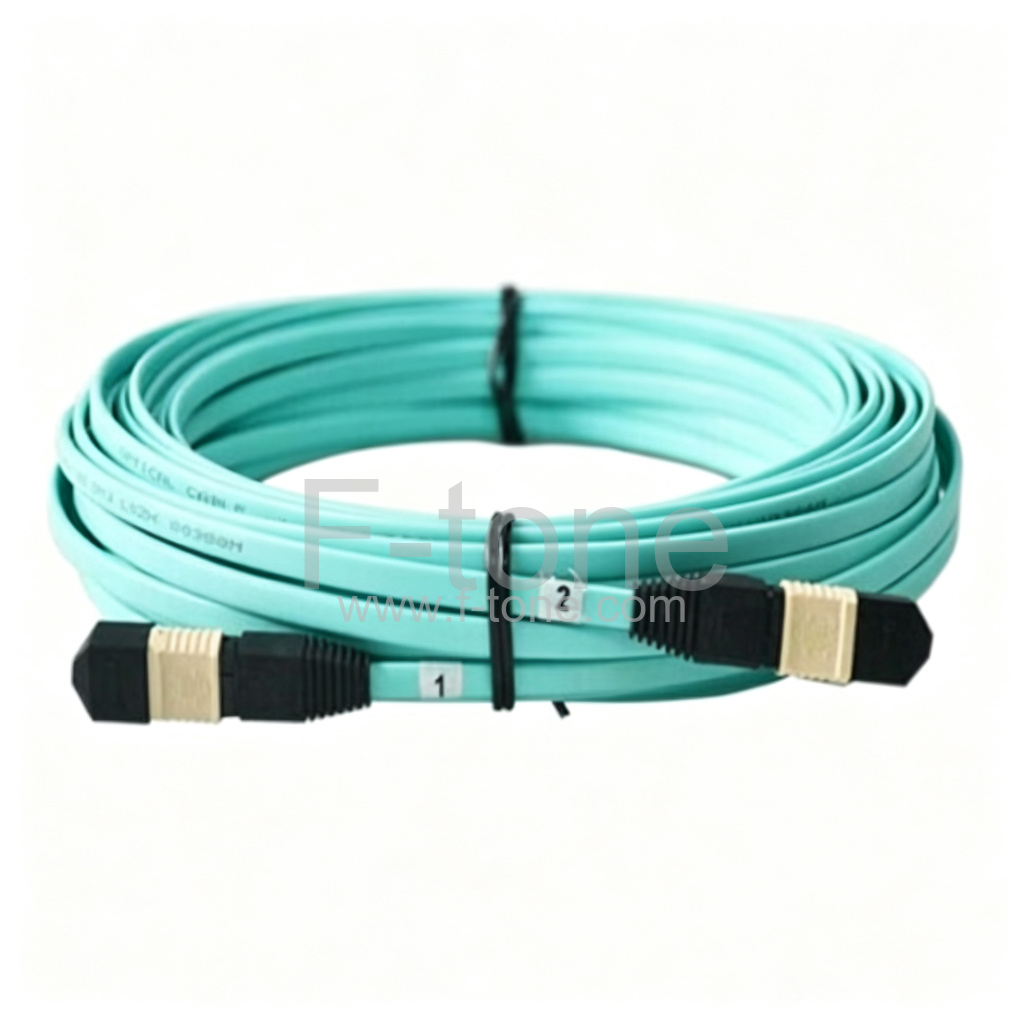 12芯 OM3/OM4 多模 12芯每股扁平缆 MTP-MTP 光纤跳线带状光纤 LSZH/Riser