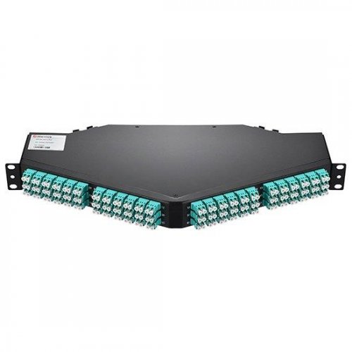 144芯光纤机架 12x MTP12 转 LC/UPC OM4 1U 高密度配线架，角度，MTP Male Elite IL 0.35dB，极性 A