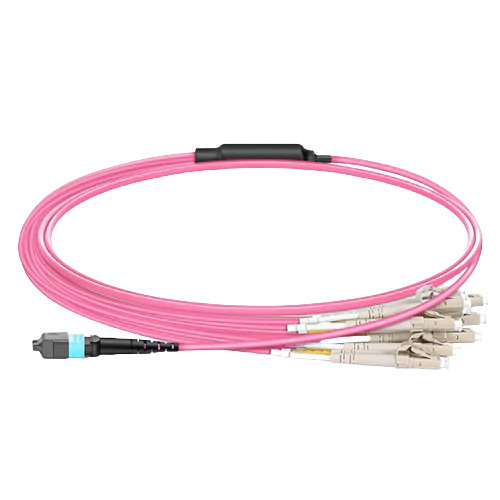 1m MPO-16 APC（母头）转8 LC UPC 双工 16芯 LSZH 洋红色 OM4 多模高级分支跳线 (颜色编码) 3mm