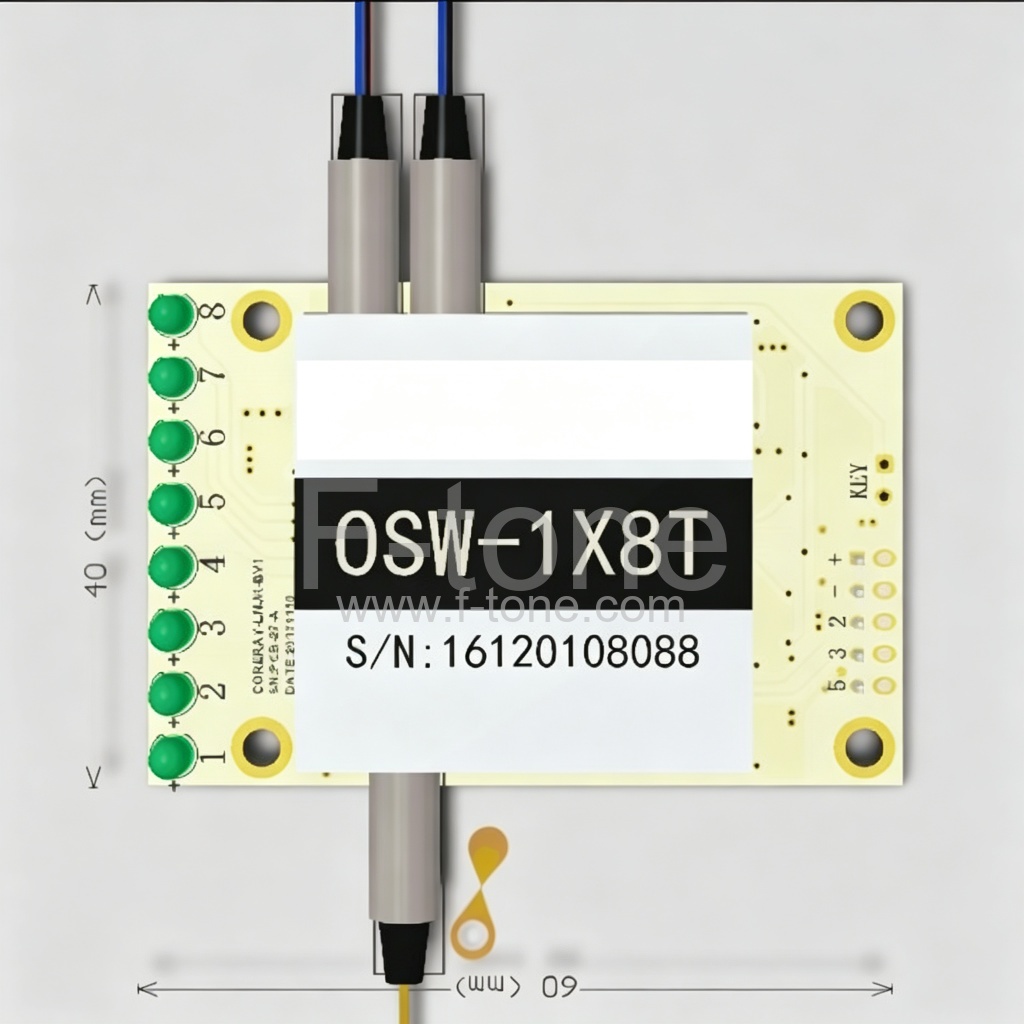 1x8锁定型光开关，带RS232+TTL控制5V电源