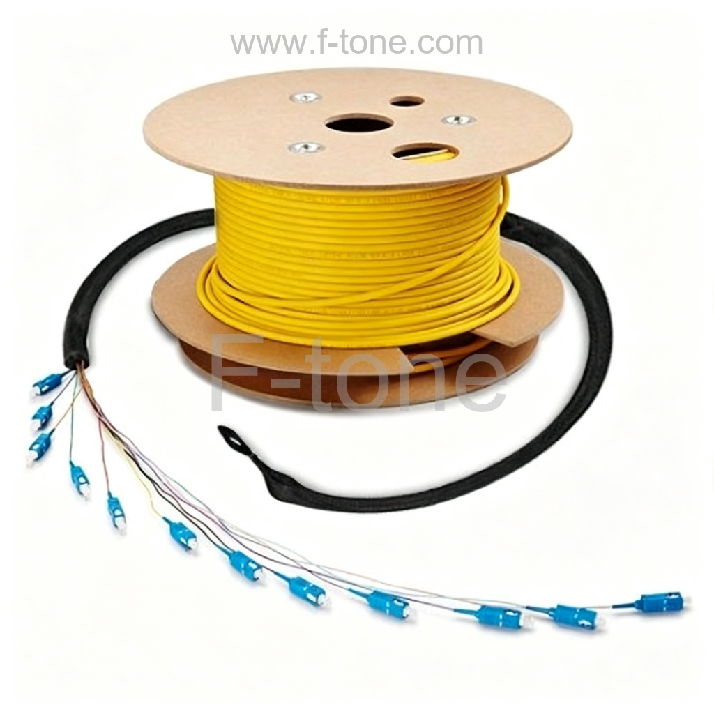 24芯OS2单模军用级TPU铠装光纤跳线LC/SC/ST/FC/MTP/IP67/ODC/YZC