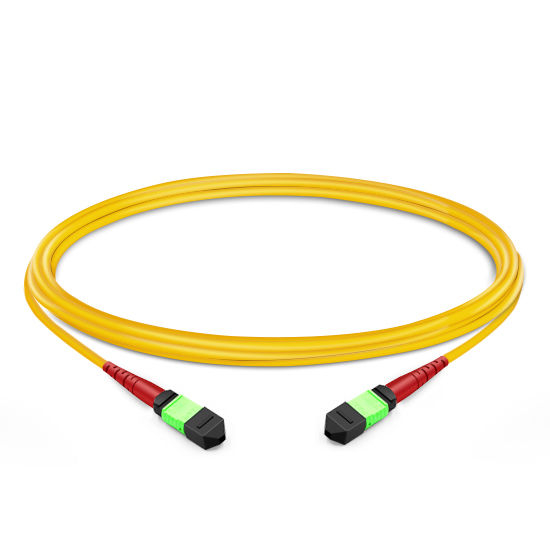 2m (7ft) 24 Fibers Female to Female Elite MTP Trunk Cable Polarity A Plenum (OFNP) OS2 9/125 Single Mode for 100G CPAK LR Connectivity