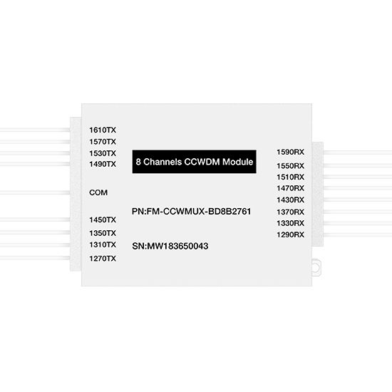 Passive CCWDM Single Fiber Wavelengths Mux Aluminum Box Module 8CH 16 Wavelengths (TX: 1270/1310/1350/1450/1490/1530/1570/1610nmnm RX: 1290/1330/1370/1430/1470/1510/1550/1590nm)