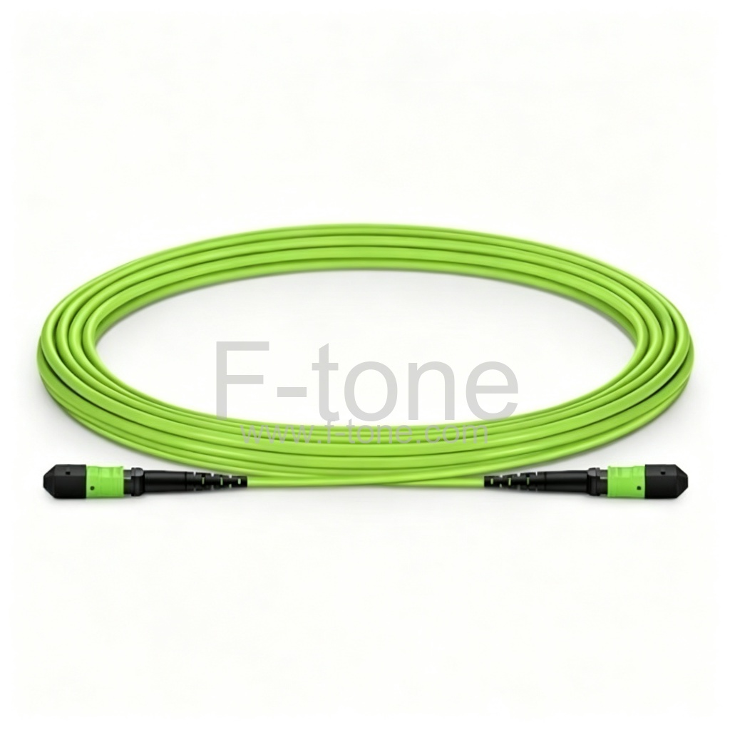 MPO-24 转 MPO-24 OM5 多模光纤主干光纤跳线 MPO 24芯，B 型，LSZH（Riser），柠檬绿