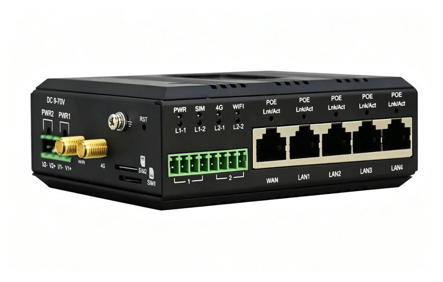 4xLan+1xWan+2路串口 4G路由器(支持双卡双待与POE供电)