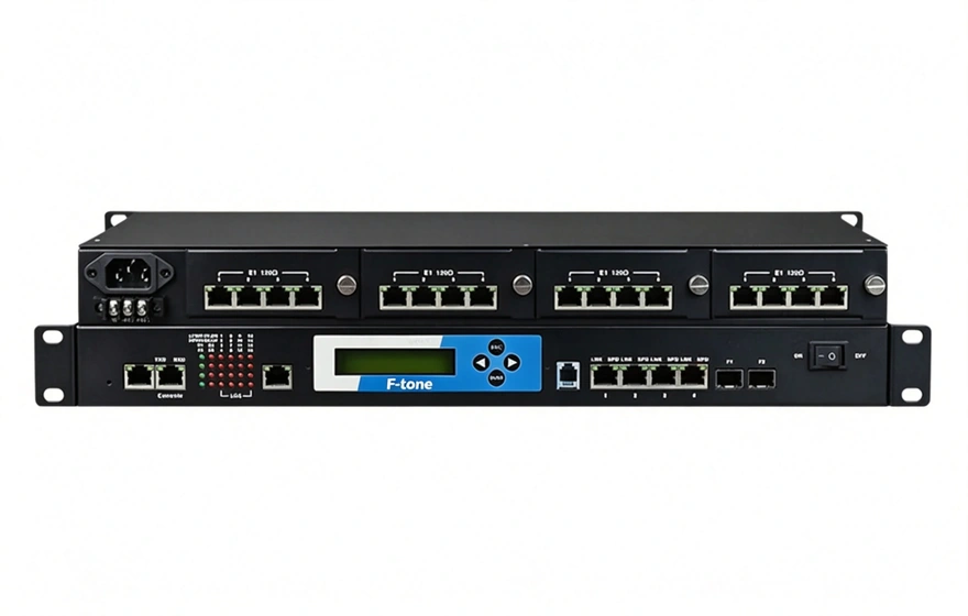 16E1+4xFE 物理隔离 带LCD插卡 PDH光端机