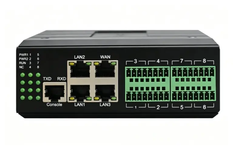 4千兆(3*LAN+1*WAN) 8路串口服务器 (带WEB与SNMP网管)
