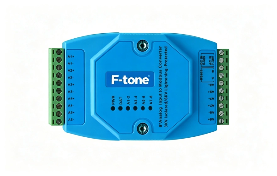 工业级 轨式8路模拟量输入 ModBus RTU 采集器
