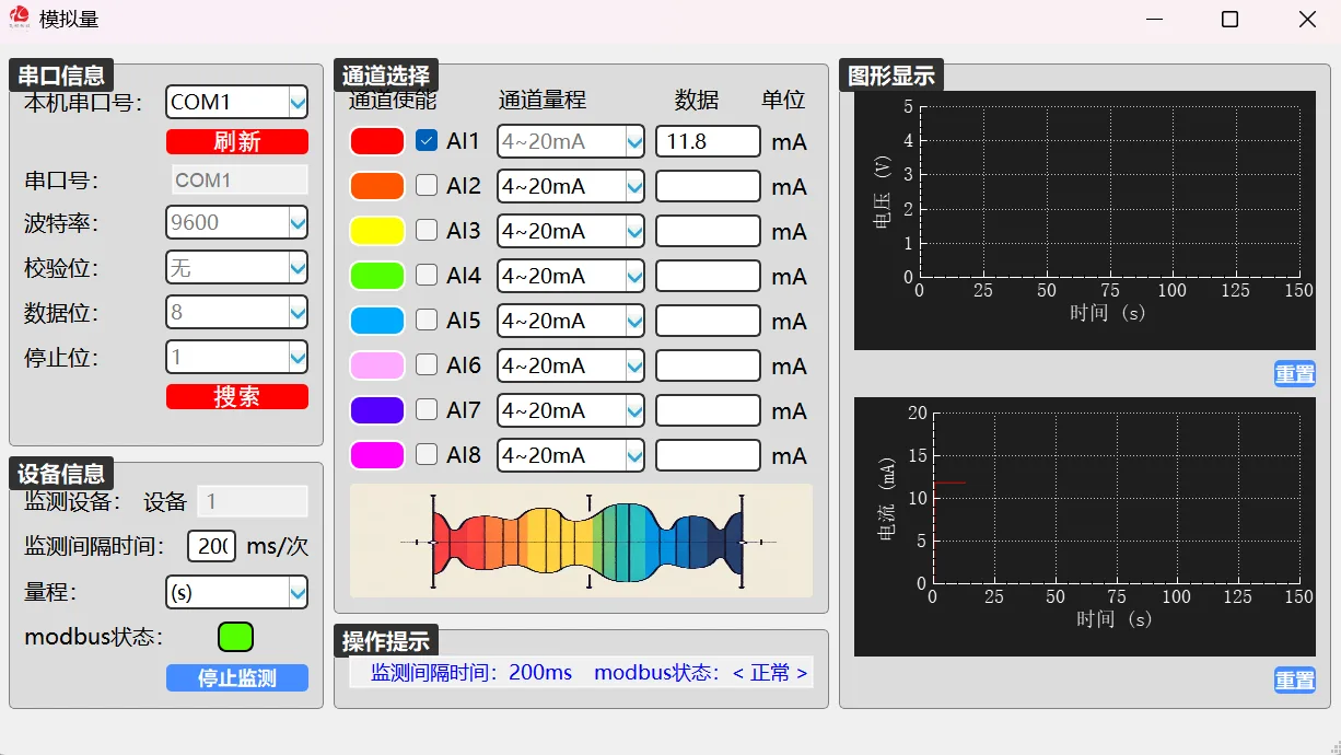 工业级 轨式8路模拟量输入 ModBus RTU 采集器