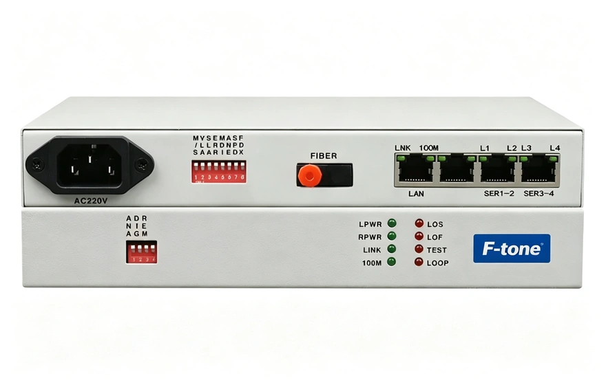 光纤-ETH+4RS232转换器（带宽2M）