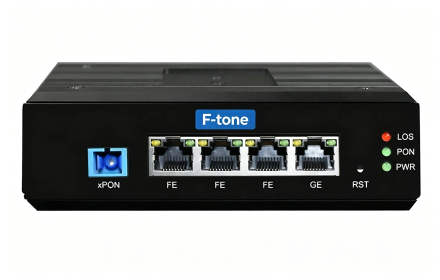 工业轨式 1路千兆电+3路百兆电 EPON/GPON