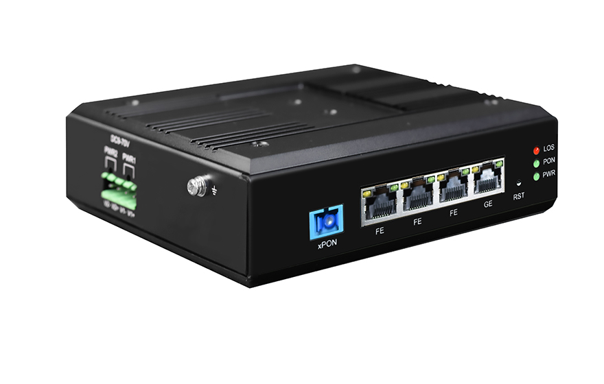 工业轨式 1路千兆电+3路百兆电 EPON/GPON