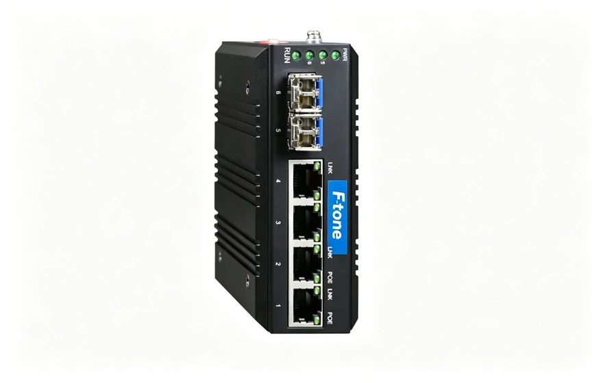 mini工业轨式 管理型带RSTP环网 4路千电+2路千光(双DC支持POE+或AC220内置)