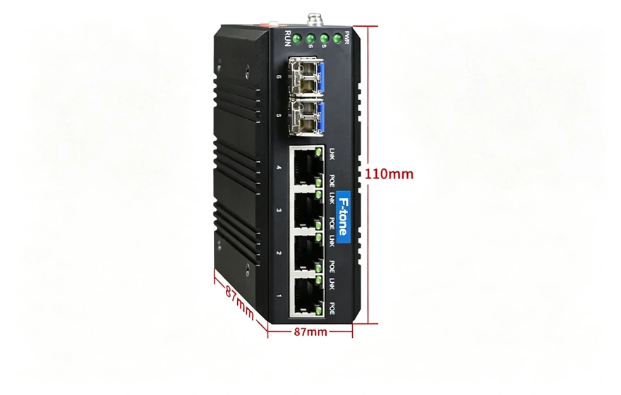 mini工业轨式 管理型带RSTP环网 4路千电+2路千光(双DC支持POE+或AC220内置)