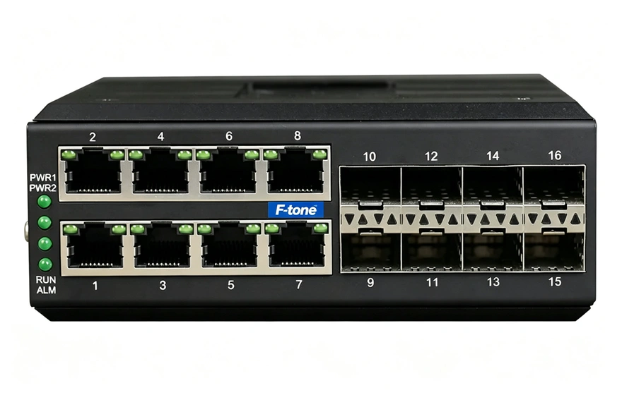 工业轨式 管理型8路千兆电+8路千兆SFP光口