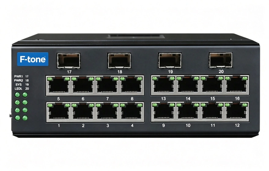 管理型 4SFP千兆光+16千兆电 环网工业轨式交换机