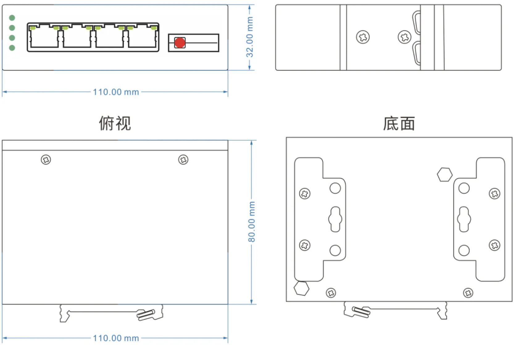 工业轨式（钢壳）4路千电+1路千光 交换机