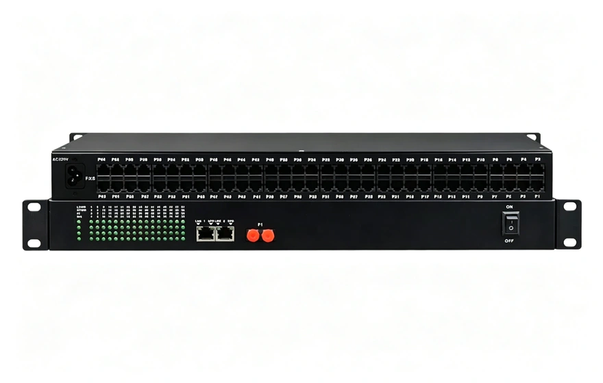 64路电话（RJ11）+2路千兆以太网 电话光端机