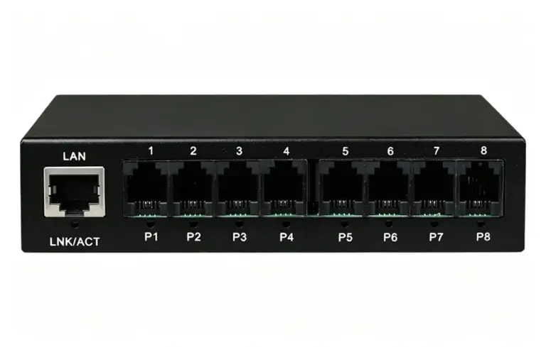 8路电话（RJ11）+1路千兆以太网 电话光端机