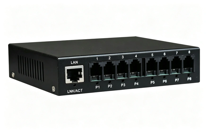 8路电话（RJ11）+1路百兆以太网 电话光端机