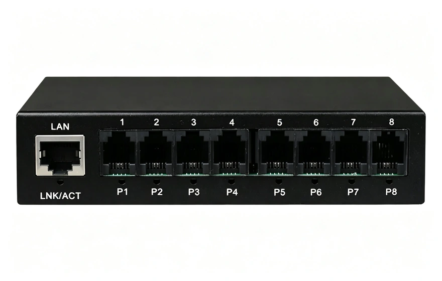 8路电话（RJ11）+1路百兆以太网 电话光端机