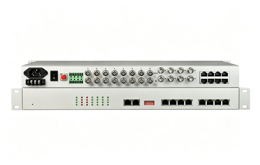 8路3G HD-SDI视频+2路千电+4路百电(物理隔离)+8路电话+开关量+串口+电话光端机