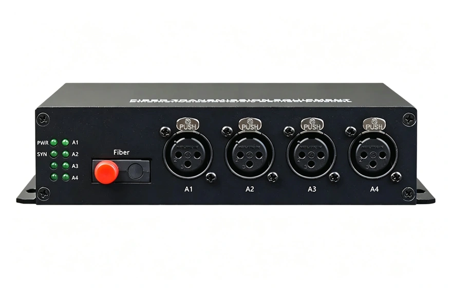 4路卡侬头(XLR)广播音频光端机 桌面式