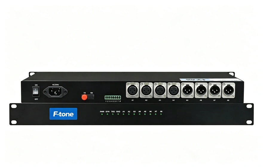 8路卡侬头(XLR)立体声音频光端机